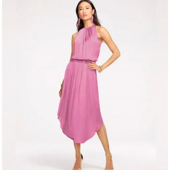 NWT RAMY BROOK Myrtle High Neck Midi Dress In Gala Pink sz XS